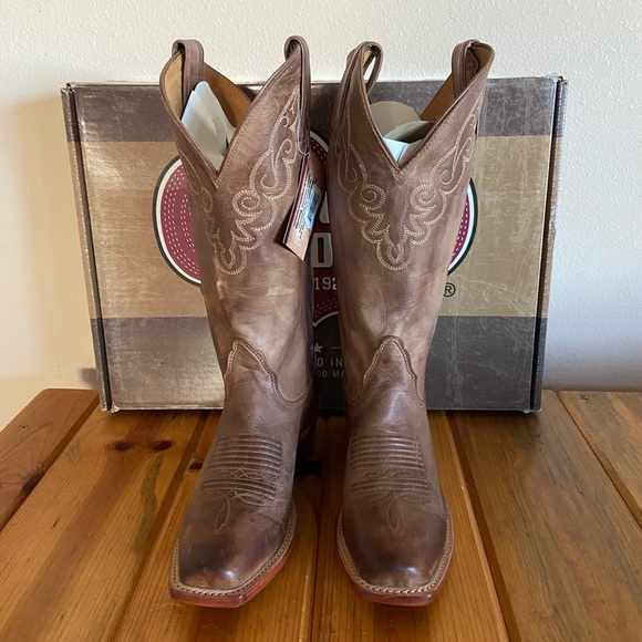 NWT Nocona Boots Genuine Leather Cowgirl Boots Rendezvous Tan - Picture 2 of 12
